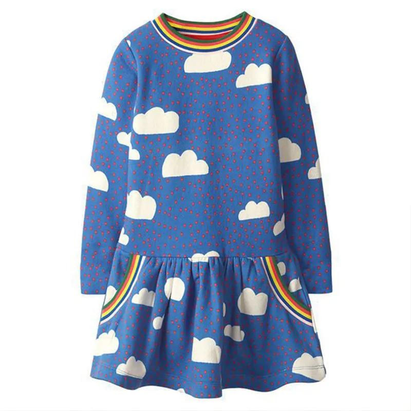 Fall European And American Style Children's Clothing Princess Dress Fashion Long-Sleeved Cartoon Girls Clo 210515