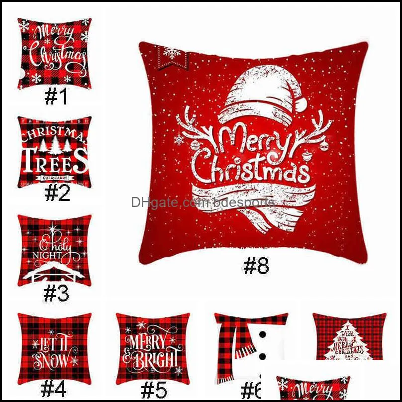 Red Sofa Christmas Pillow Case Home Furnishing Short Plush Linen Holiday Printing Car Pillows Cover PP Cotton Hand Wash Shorts Plushs
