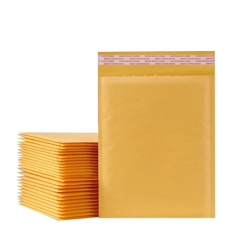 Kraftpapier Bubble Enveloppen Tassen Mailers Gewatteerde schip envelop met bubbels mailing tas drop ships geel