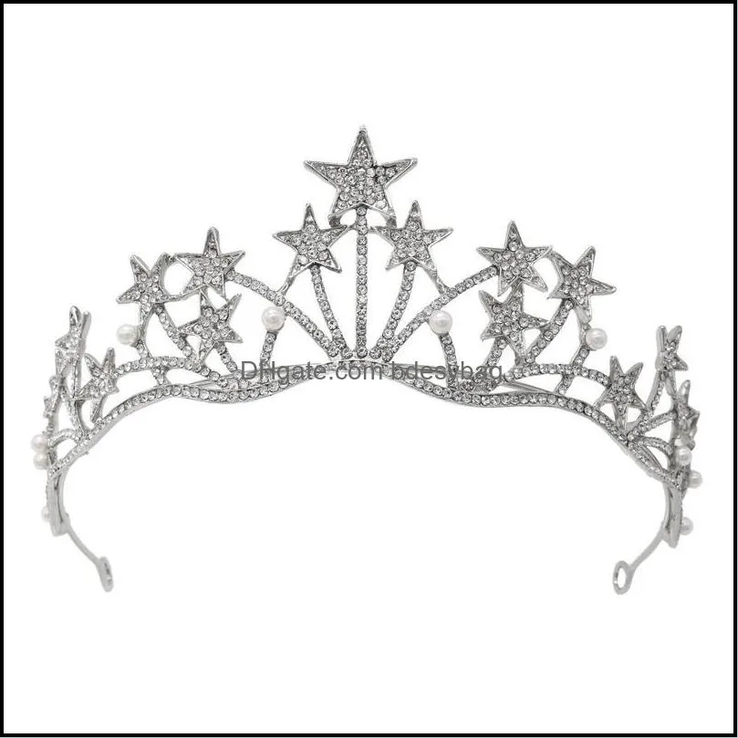 Fashion Vintage Luxurious Crystal Handmade Shiny Hair Clip Crystal King Queen Crown Accessories
