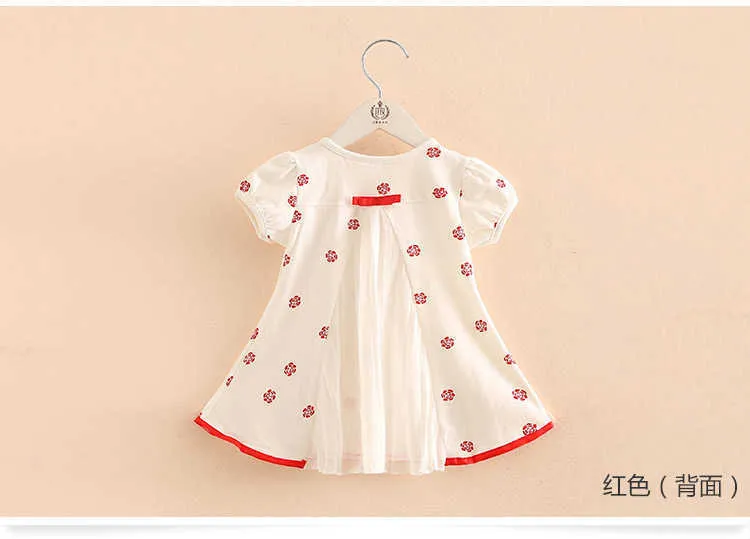 Girl Clothes Hot Summer Flower Print Bow Decoration Cool Design Short Sleeve O-Neck Chiffon T-Shirt Kids Girl (2)