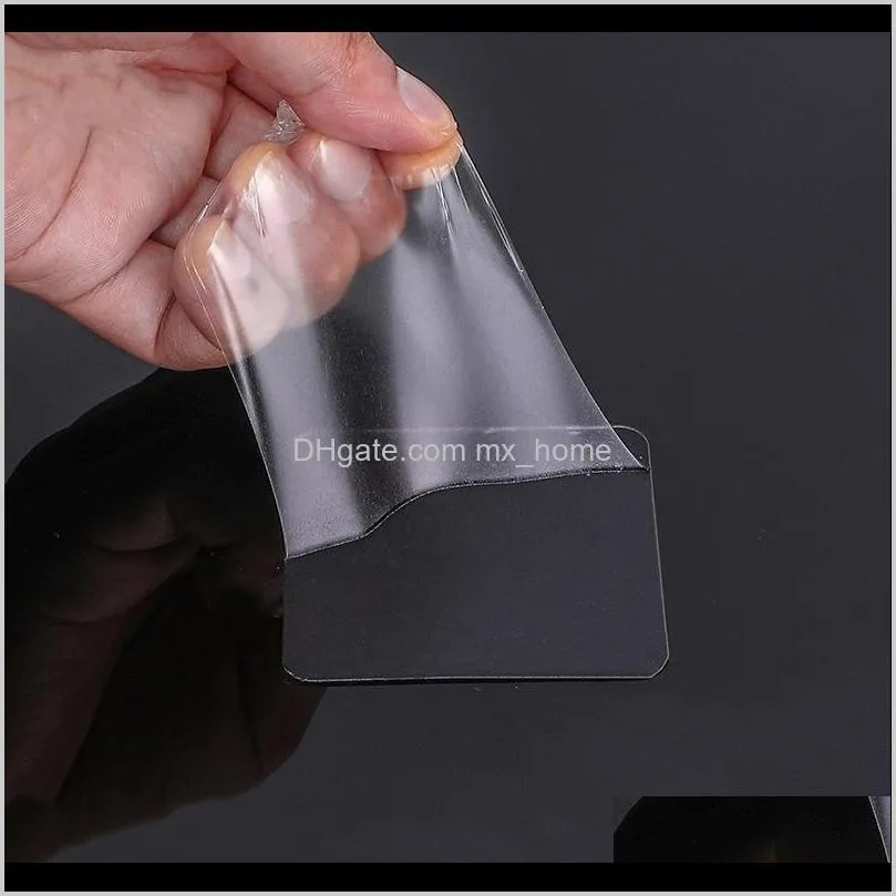 10pcs reusable square strong home kitchen transparent hooks clear sticky anti-slip gel pads double-sided mounting tape washable