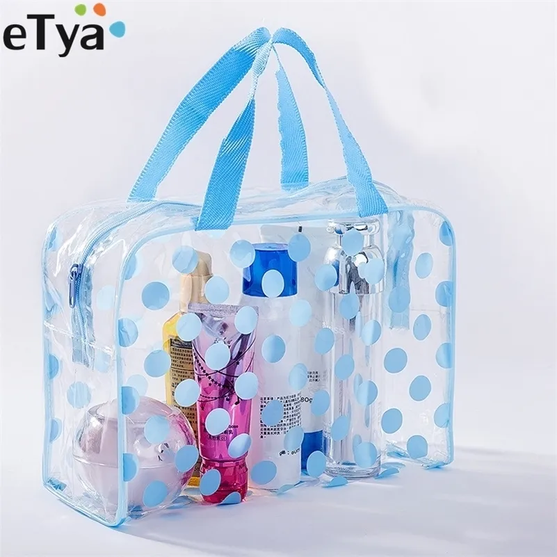 Borsa per cosmetici Fashion Dot Donna Viaggio PVC trasparente Impermeabile Neceser Make Up s Custodia per trucco Wash Toilette Tote Case 220218