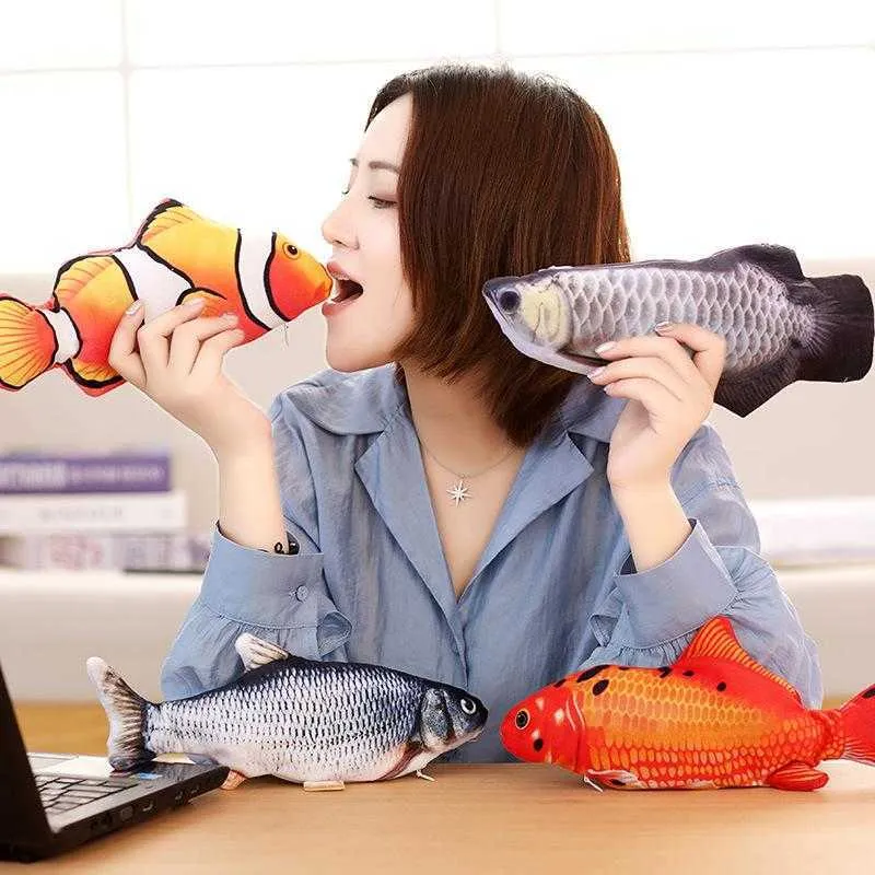 Flipping Fish Cat Toy Realistic Plush Electric Flipping Doll Funny Interactive Pets Chew Bite Floppy Toy Perfect for Kitty Exercise