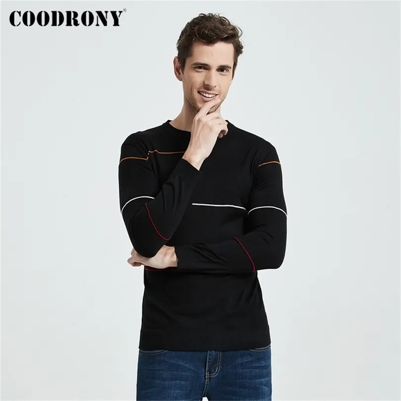 COODRONY décontracté tricots pull hommes marque vêtements automne hiver arrivée Slim Fit chaud col rond pull chemise hauts 7137 210918