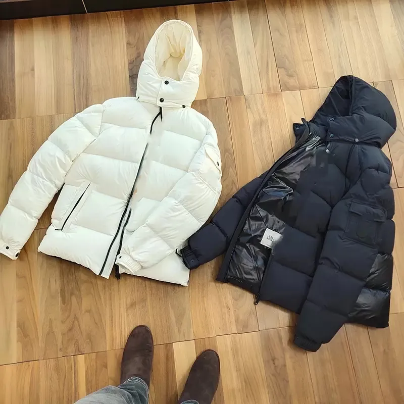 S Odzież 001 Down Kurtka Czarny List Dzianiny Kobiety Parkas Panel Casual Płaszcze Kurtki Bomber Projektanci Mężczyźni Luxury Francja Męskie