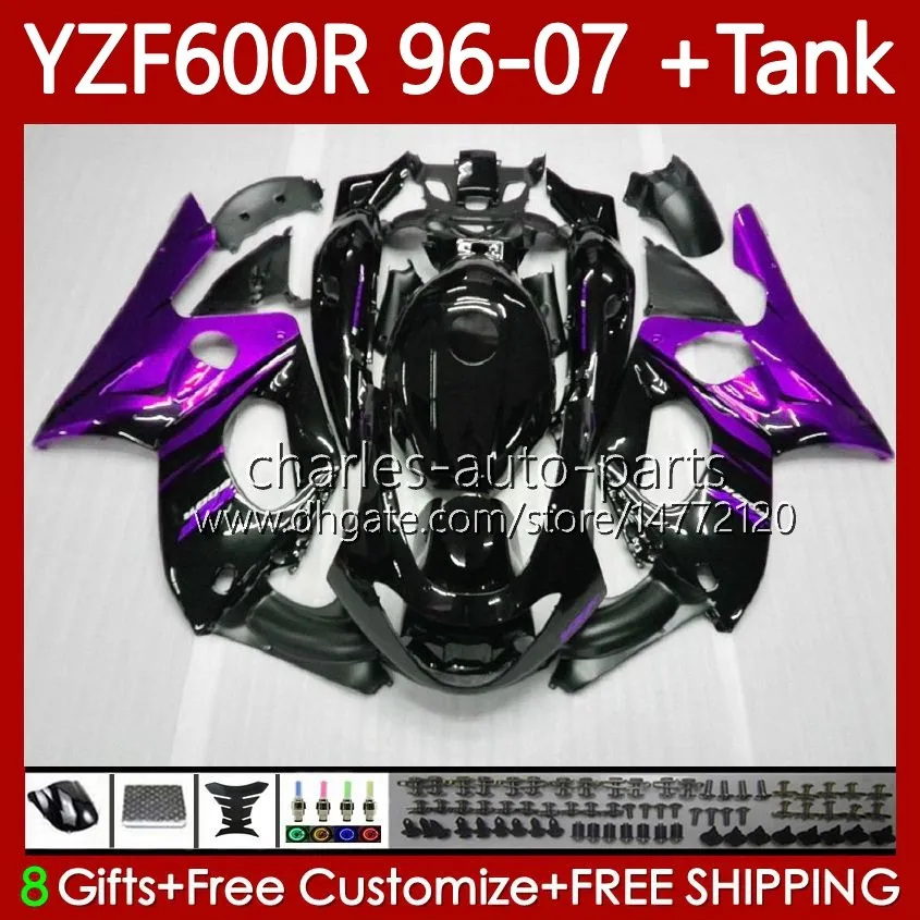 Body Kit For YAMAHA YZF600R Thundercat YZF 600R 600 R 1996-2007 Purple flames Bodywork 86No.182 YZF-600R 96 97 98 99 00 01 YZF600-R 02 03 04 05 06 07 OEM Fairings +Tank cover