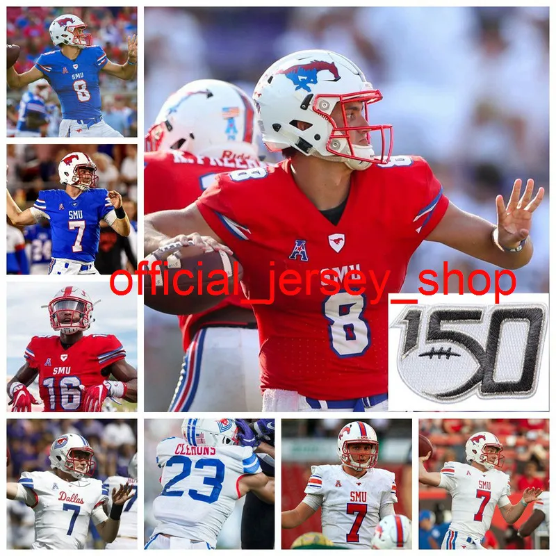 SMU Mustangs Formalar 8 Reggie Roberson Jr. Jersey 25 TJ McDaniel Tyler Lavine Merek Pierce 150th Kolej Futbol Formaları Özel Dikiş