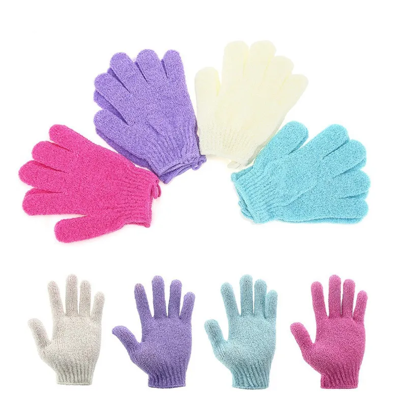 Skin Shower Gloves Exfoliating Bath Glove Spa Wash Cloth Body Scrubber Nylon Hand Towels Massage Baths Wipe 7 Colors Free Delivery