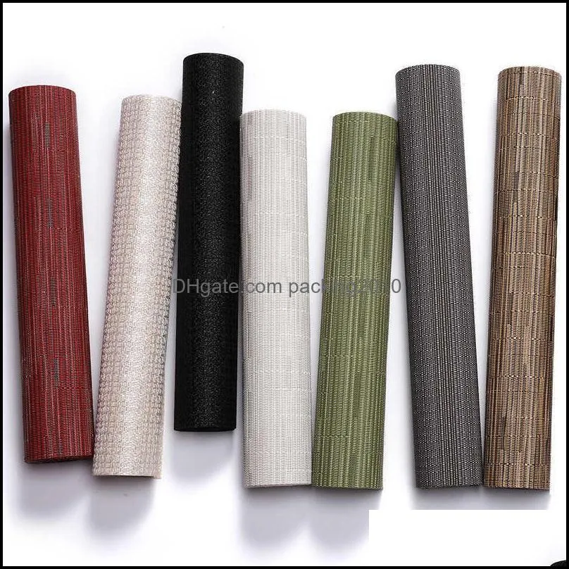 Solid Color PVC Vinyl Table Runner Set Bamboo Pattern Heat Resistant Mats Decoration Accessories Home Cloth 220107