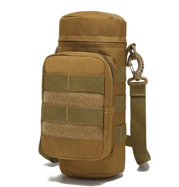 Waterproof Casual Molle Water Bottle Holder Pouch Tactical Gear Kettle Cover Waist Shoulder Bag for Army Tactical Fans Climbing Camping