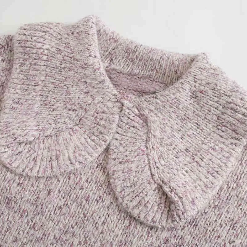 Cardigan Femme Tricot Col Peter Pan | Manches Ballon Boutons | Mignon Multicolore