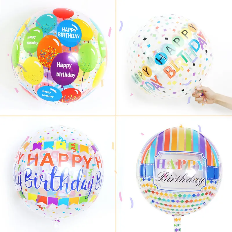 22 inch 4d Clear folia balony Party Dekoracji Kreatywny Okrągły Happy Birthday Film Balloon Kid Toy Baby Shower Decro 5 Kolory