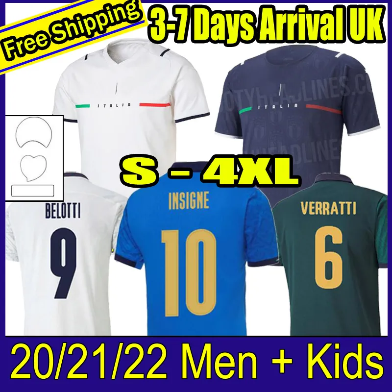 2021 Away Italia Soccer Jersey Barella Sensi Insigne 20 21 22 European Cup Renaissance Chiellini Italië Bernardeschi Football Shirts Men + Kids Kit Uniformen