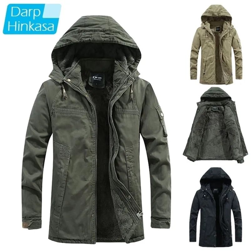 Winter Warm Parkas Jacket Men 100% Cotton Thick Fashion Casual Men Parkas Coat Military Windproof Hooded Jackets Men 211129