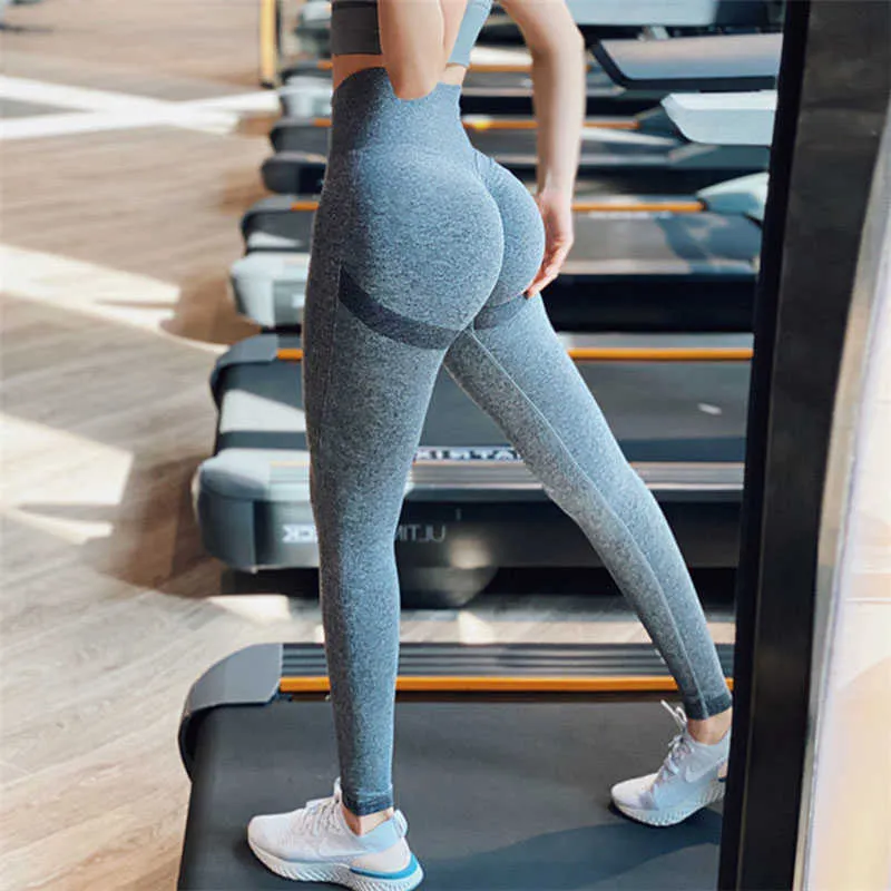 Women Solid Color Seamless Leggings High Elastic Push Up Yoga Pants Stripe  Seamless Fitness Gym Legging Gym Sport Leggings