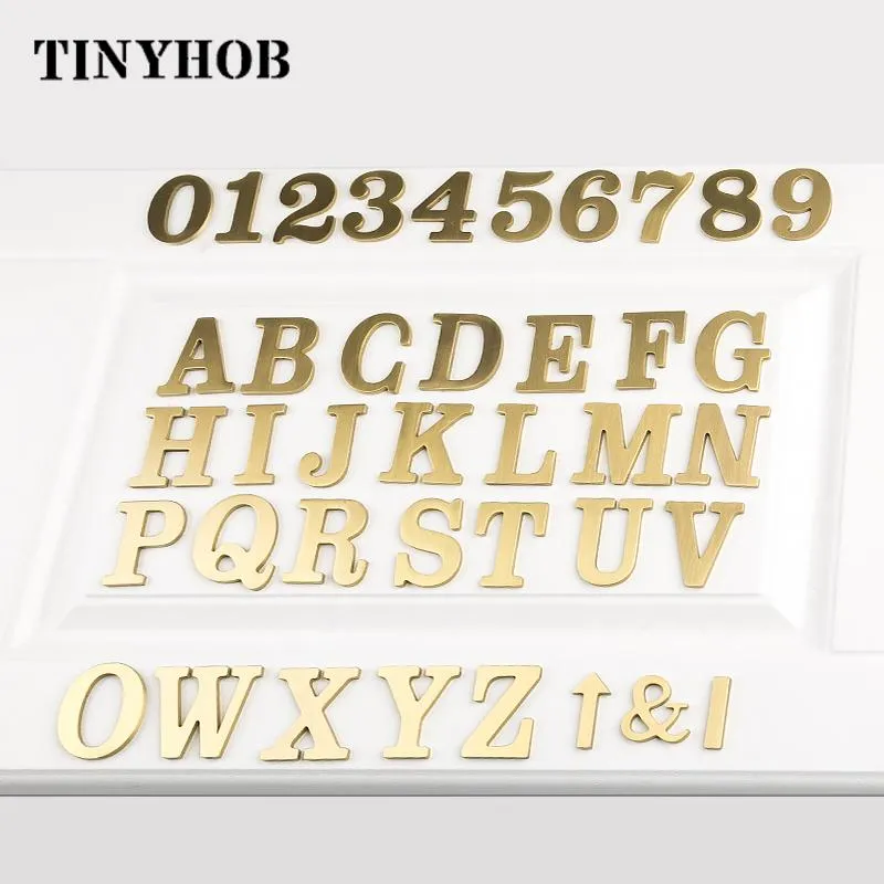 Other Door Hardware Height 8cm 3.14" Golden Brass Letters And Numbers Symbol Wall Decor Villa El Plates Figures Dormitory Home Number DIY
