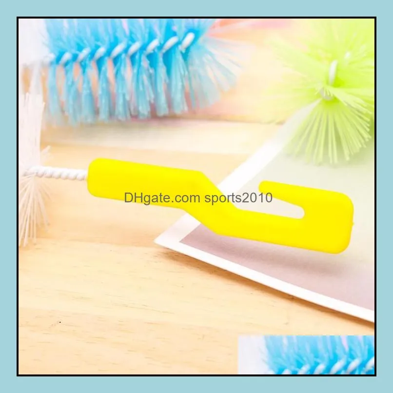 Food Grade Baby Milk Bottle Cleaning Brush With Hook Mix Colors Convenient Water Bottles Brush Feeding Water Cup Brush LX1604