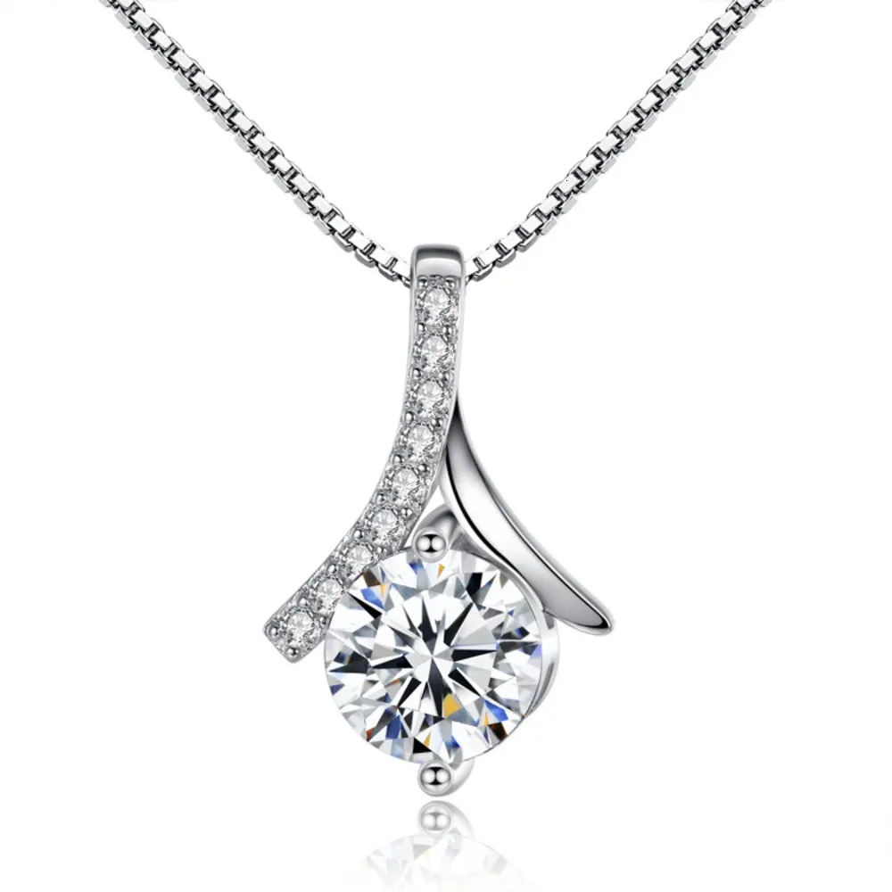 kettingS925 Koreaanse veelzijdige micro set Zirkoon hanger ketting Sterling zilveren dames sleutelbeen ketting218K