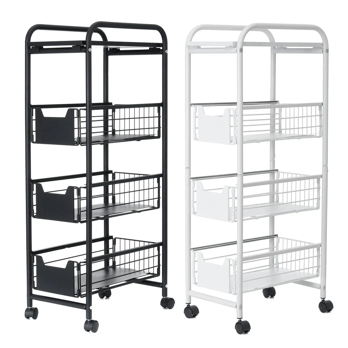 4 Tiers Trolley Cart Kitchen Bathroom Gap Storage Rack Sundries Organizer Tableware Bowls Dish Holder Fruit Vegetable Shelves