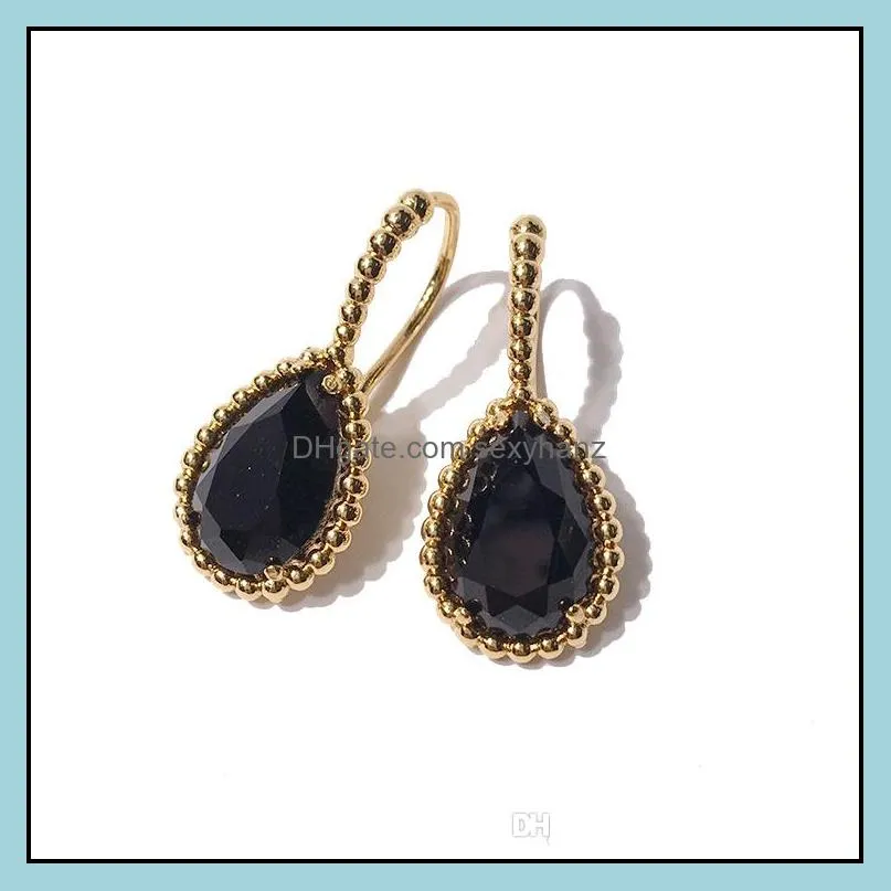 High quality hot jewelry copper gold plated beautiful round beaded drop shaped turtle face crystal stone earrings