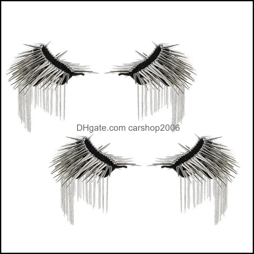 Pins, Brooches 2 Pair Gothic Tassel Epaulette Shoulder Board Mark Fancy Dress - Silver Color