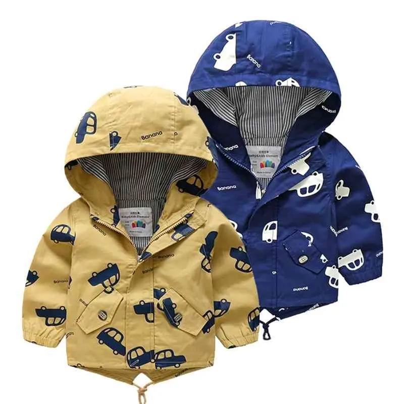 Boys Jackets Winter Autumn Spring Fashion Trend Kids Tops Baby Pattern Long Sleeve Casua Hooded Coat For Boy 2-10Years 210701