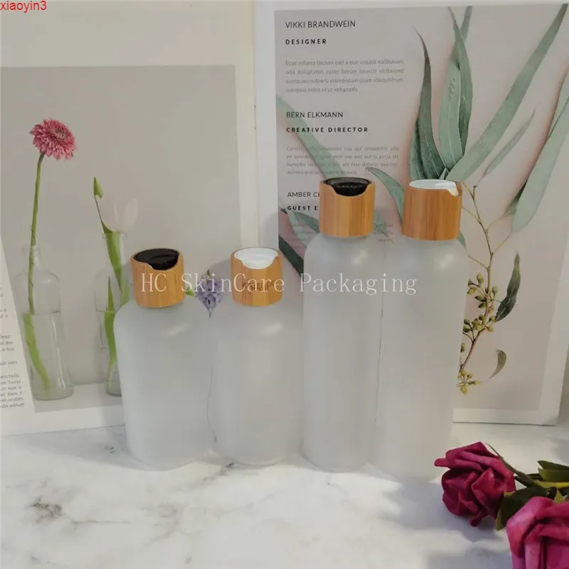 Bamboe Cosmetische flessen 250ml lege matte plastic fles met dop schijf top lotion voor toner Watergoods