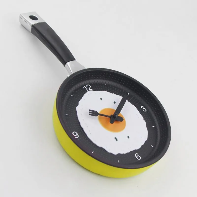 Wall Clocks Kitchen Theme Clock Frying Pan Shaped With Fried Egg Silent Non Ticking Modern Style