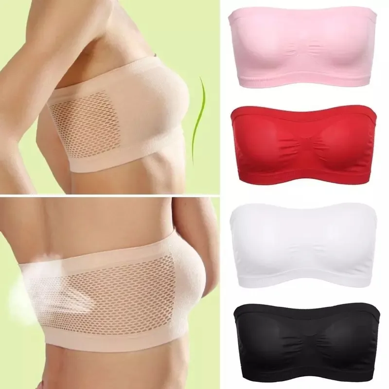 Sujetador de tubo íntimo de malla transpirable, Tops recortadas sin breteles para mujer, Bralette Sexy, ropa interior para pechos bandeau, 6 uds.