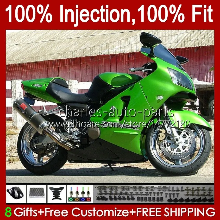 Carene per stampi ad iniezione per KAWASAKI NINJA ZX1200 C ZX 1200 12R 1200CC ZX 12 R 1200 CC 00-01 Carrozzeria 2No.29 verde fabbrica ZX1200C ZX12R 00 01 ZX-12R 2000 2001 Kit corpo OEM