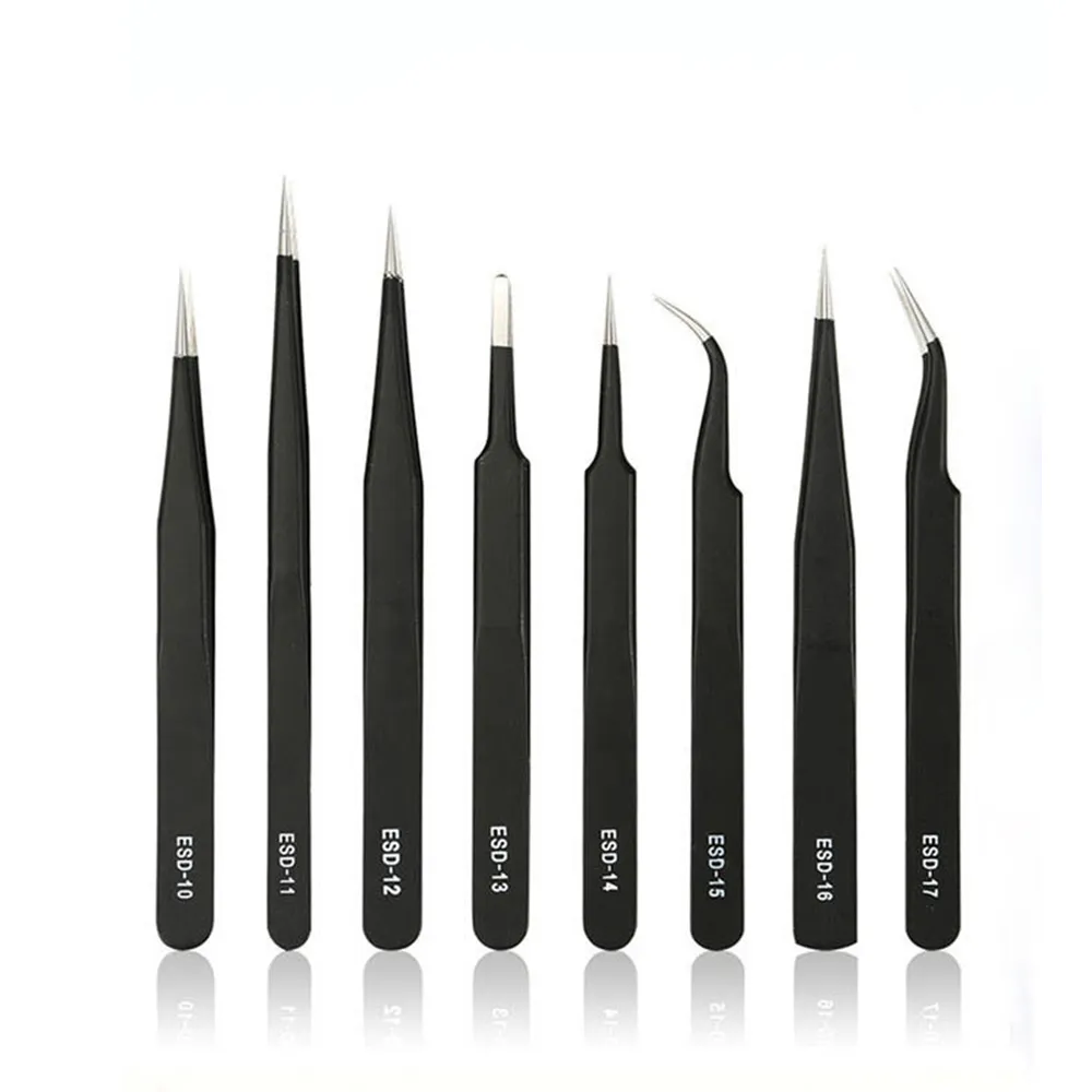 CURLER CHELLER THEETZERS NENCHER ART ART Tools Professional Нержавеющая сталь Черный изогнутый прямой горный хрусталь Gem Crystal Pick Up Tool на NAT016