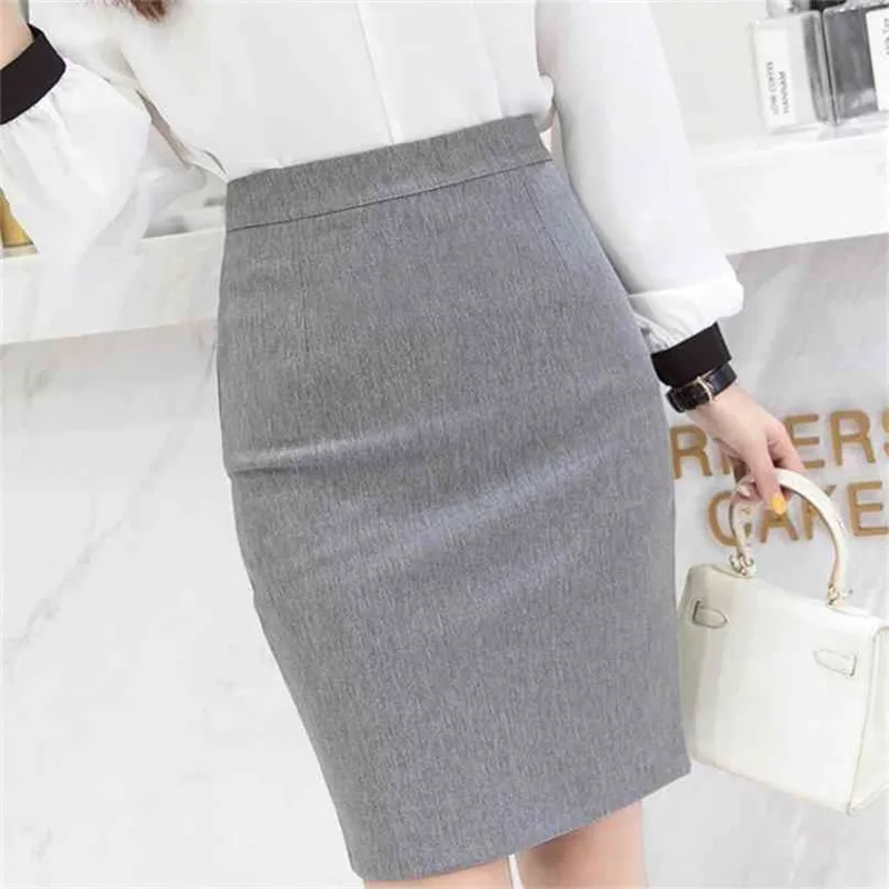 Faldas Mujer Moda Skirts Womens High Waist Office Ladies Pencil 3XL Plus Size Women Gray Black Red C99 210629