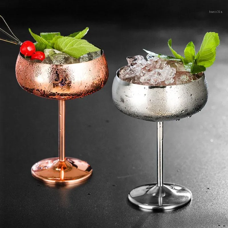 Bicchieri da vino in acciaio inossidabile piatto a bocca larga tazza da cocktail creativo in metallo ad alta capacità calice da champagne bar per feste