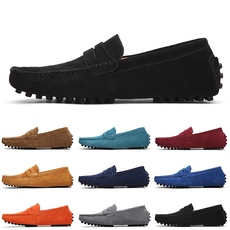 GAI Hotsale Non-brand Mannen Casual Suede Schoenen Zwart Blauw Wijn Rood Grijs Oranje Groen Bruin Heren Slip op luie Lederen Schoen EUR 38-45