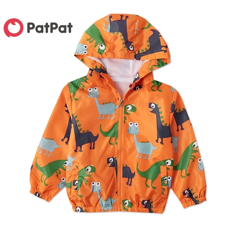 Spring and Autumn Cute Dinosaur Print Hooded Jacket For Boys Kids Boy Jackets & Coats for Clothes 210528