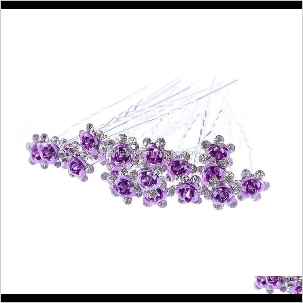 wedding bridal hairpins crystal rhinestone rose flower hairpin hair clips hair styling accessories high