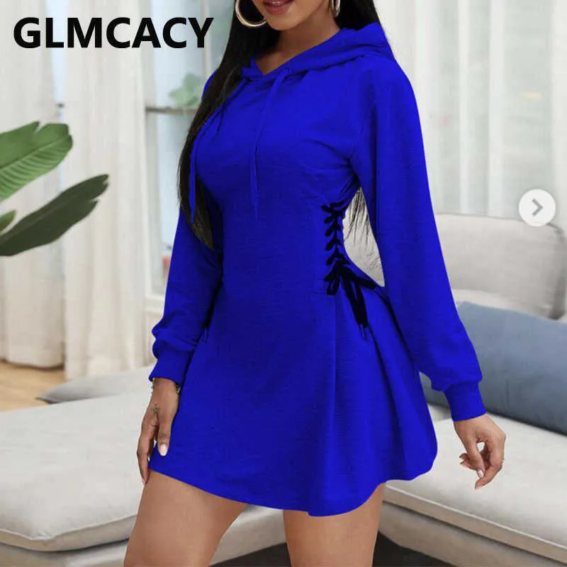 Ladies Hooded Sweater Dress with Lace-Up Corset Waist - Shop