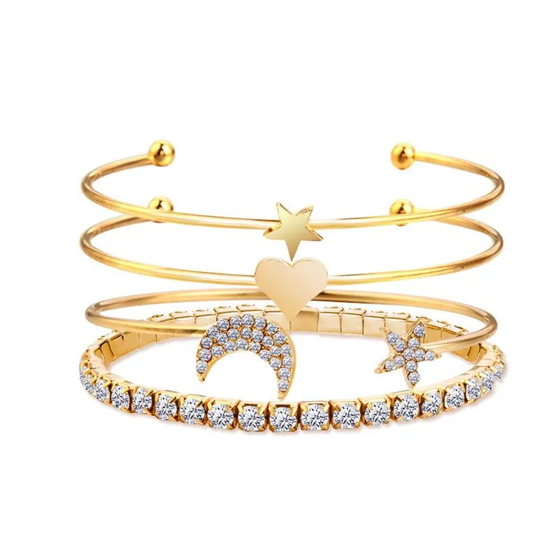 Bangle Braccialetto a forma di cuore a forma di stella luna alla moda in Europa e in America