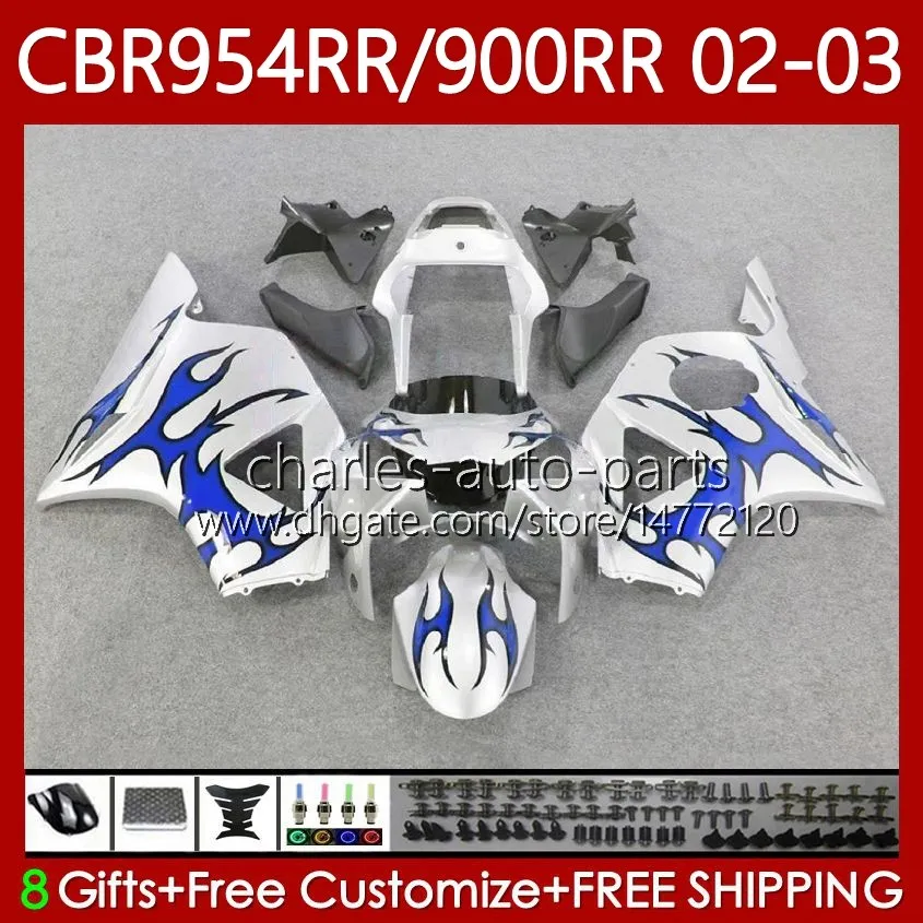 Body Kit for Honda CBR954-RR CBR900RR 2002-2003 Bodywork 61NO.119 CBR954RR CBR954 CBR900 CBR 900 954 Blue Silvery RR CC 900CC 2002 2003 CBR 954RR 900RR 02 03フェアリング