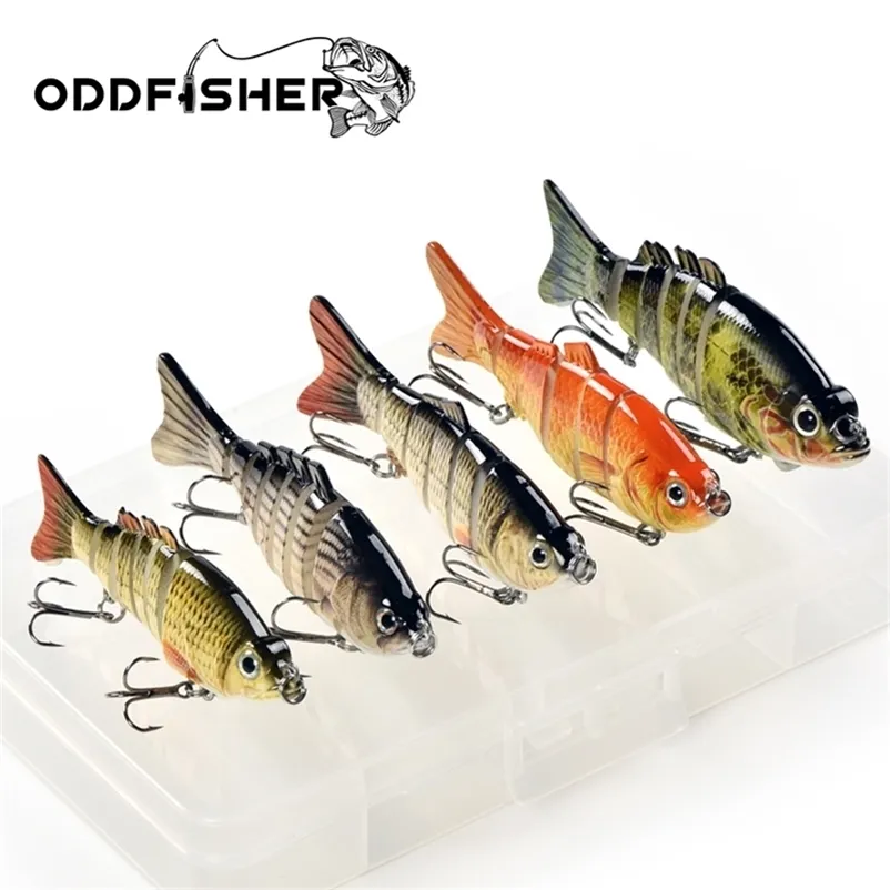 1Set 2 5st Fiskedrag Set Med Box Multi Segment Ledade Hard Bait Wobblers Swimbbait Crankbait Swim Bass För Gädda Sjunkande 220207