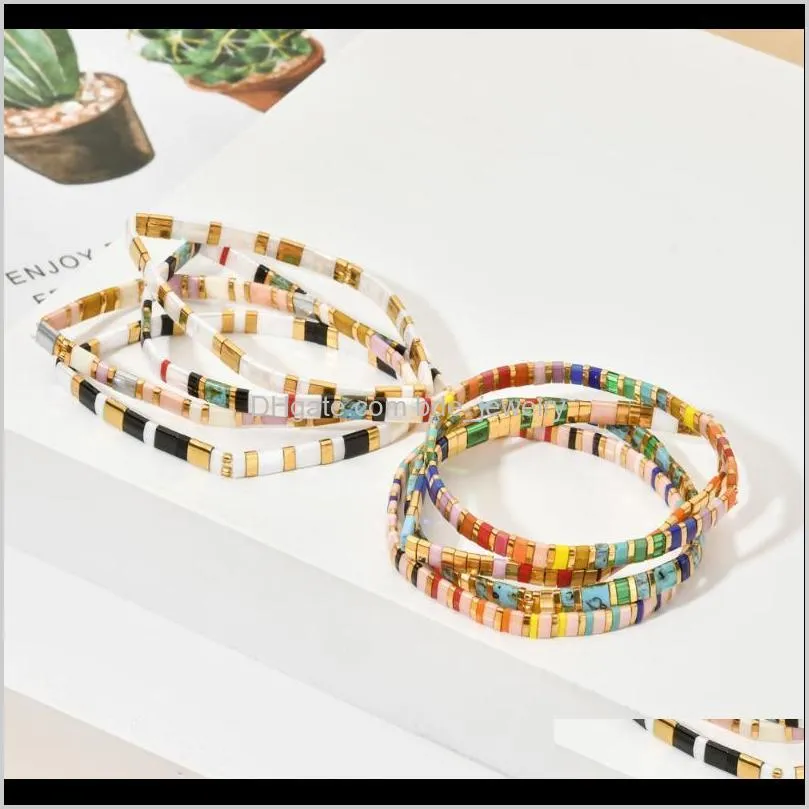 5pcs/lots random sets mixed colorful tila beads bracelets for women miyuki bracelet rainbow gift boho summer pulseras mujer