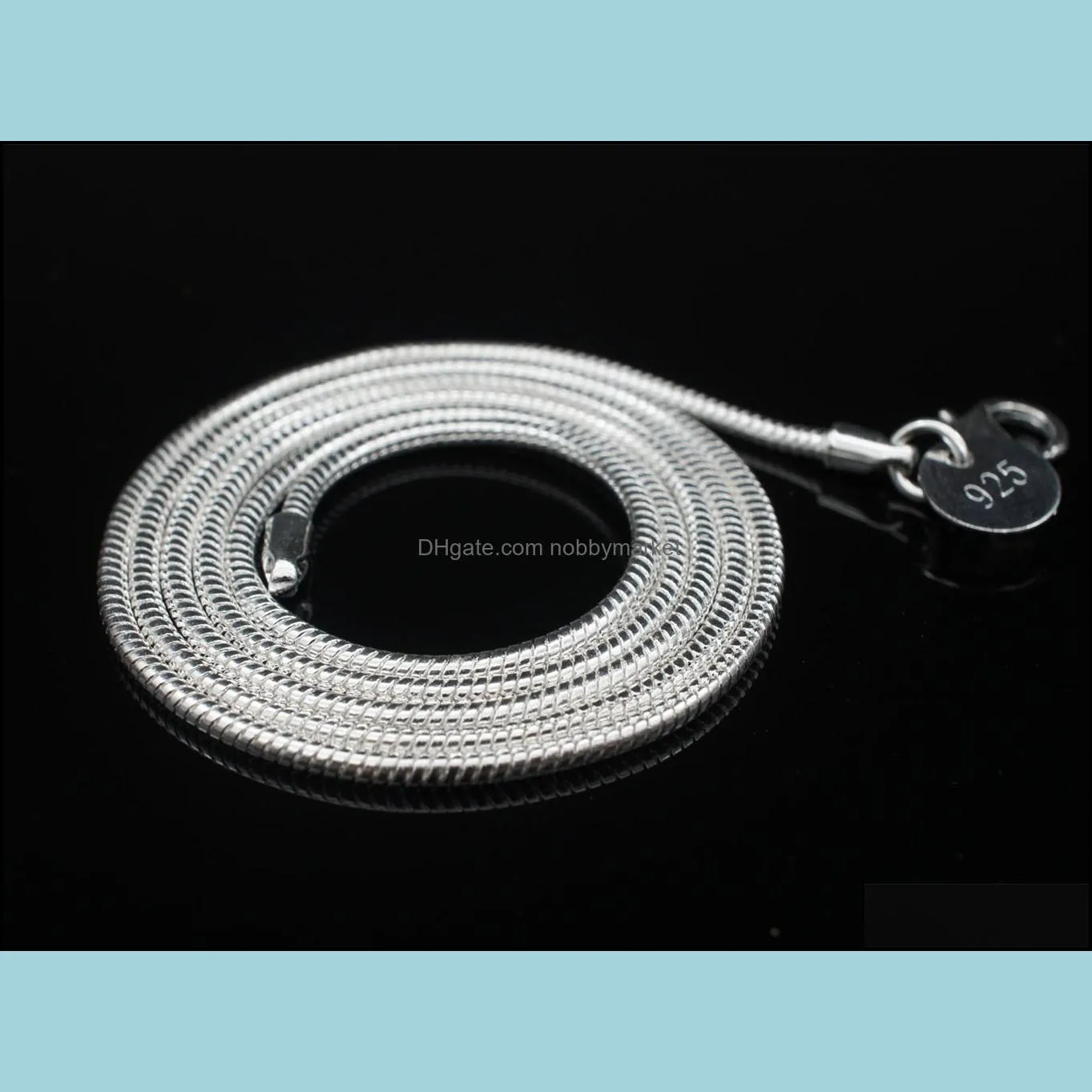 2MM 925 Sterling silver smooth snake Chains Necklaces For women Fashion Lobster clasp Jewelry Ladies chain Size 16-24 inch cheap