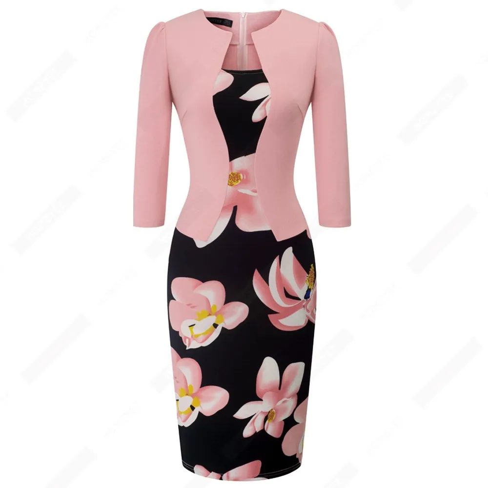 Women Autumn Elegant One Piece Formal Business Floral Printed Vintage Plus Size Lady Work Office Bodycon Pencil Dress EB237 210323 From Bai03 21.89 In Bulk DHgate.Com
