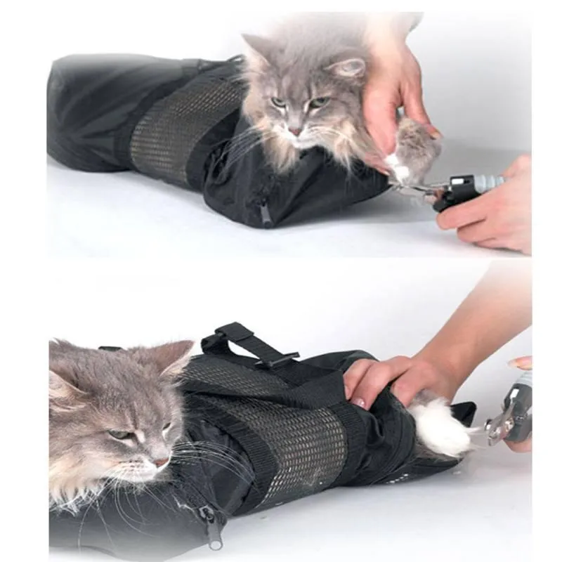 Dog Apparel Adjustable Mesh Cat Grooming Bath Bag Cats Washing Bags For Pet Bathing Nail Trimming Injecting Anti Scratch Bite Restraint