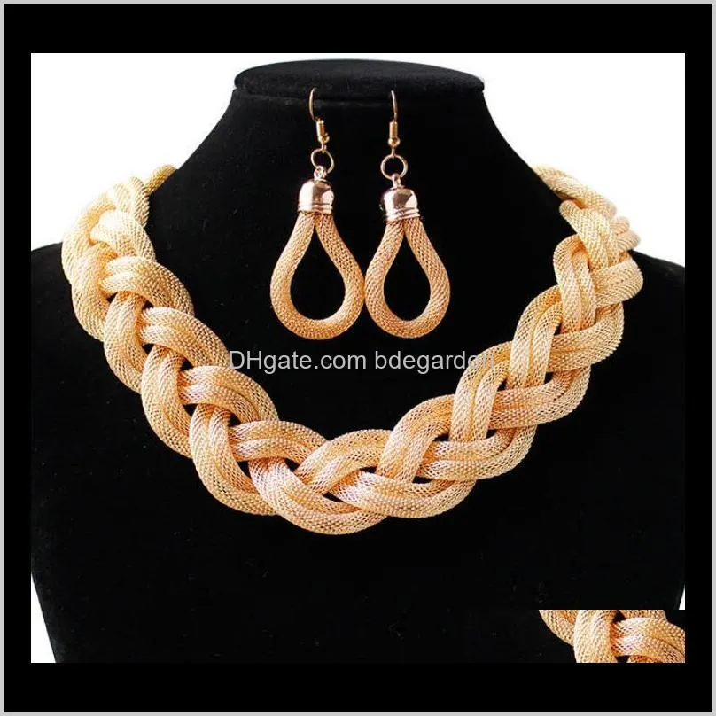 desigenr jewelry Bohimian jewelry sets rope weaving handmade earrings necklaces for women hot fashion free of shipping