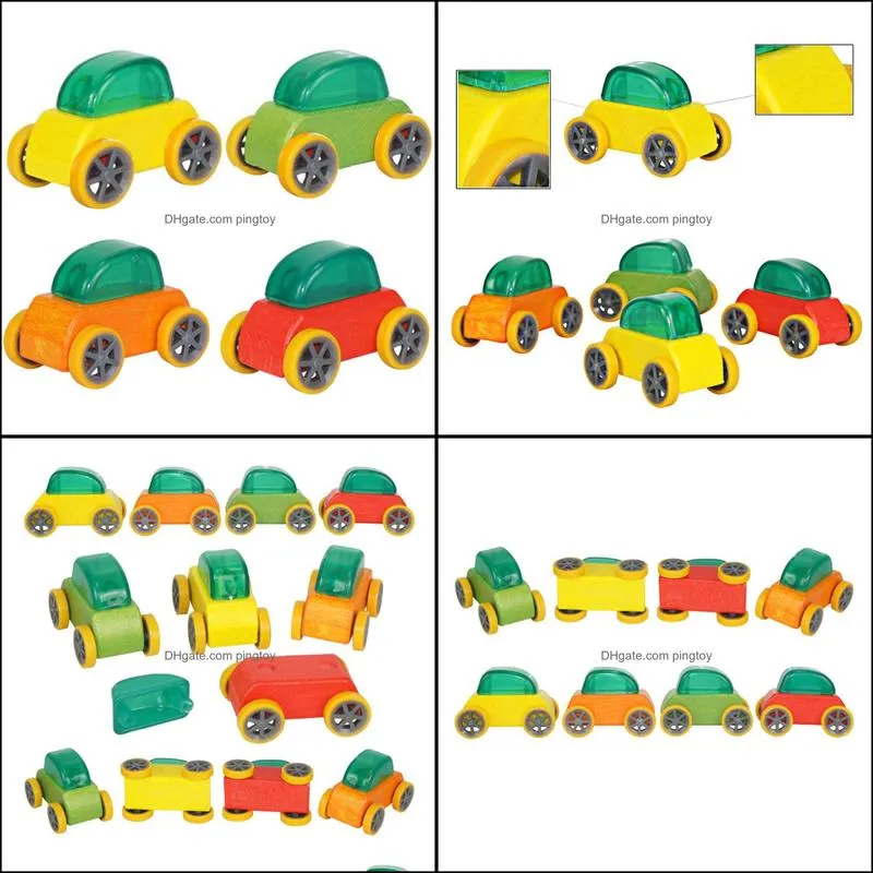 Candy Color Mini Wooden Car Toys Assembly Model Car Toy Educational Detachable Toy Car for Kids Child Nice Xmas Gift