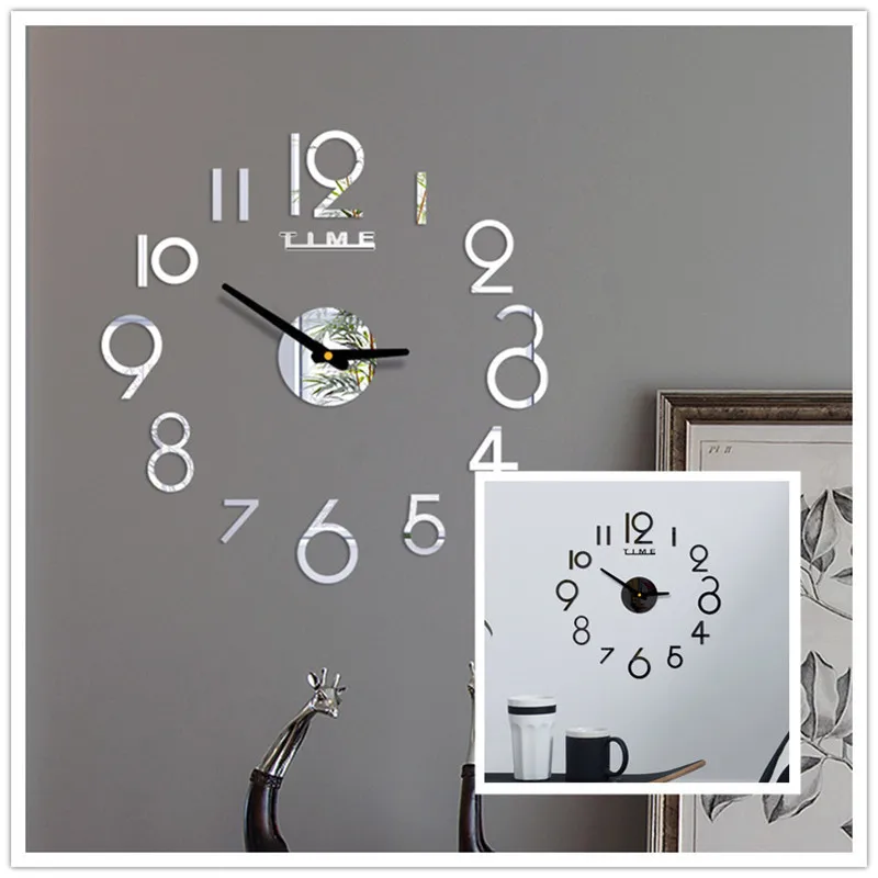Acrylic Wall Clock DIY Mirror Wall Clock Art Acrylic 3D Mirror Sticker Home Office Decor Unique Gift