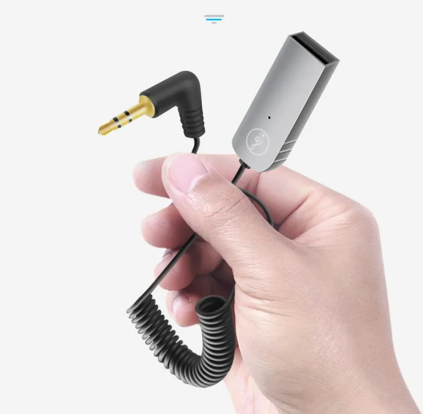 2024 LatestBluetooth Car Receiver Wireless Aux USB 3.5mm Jack Audio Adapter for Speaker Hands free Car Kit with Mic 90 Degree Right Angle