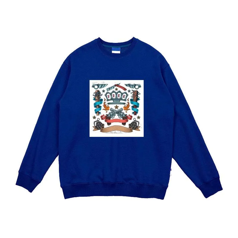 Vintage Gothic Style Unisex Printed Sweatshirt With Fleece Lining